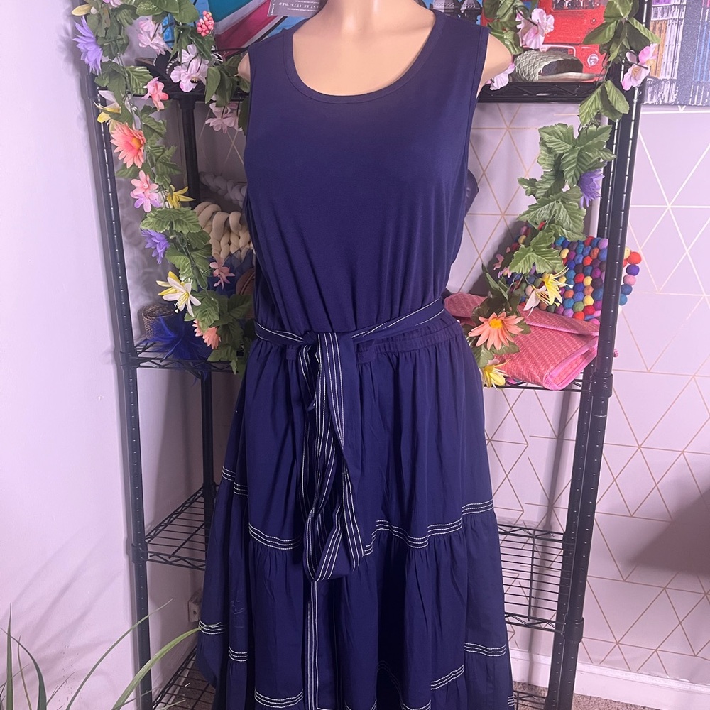Lane Bryant Blue Ruffled Tiered Midi Sundress